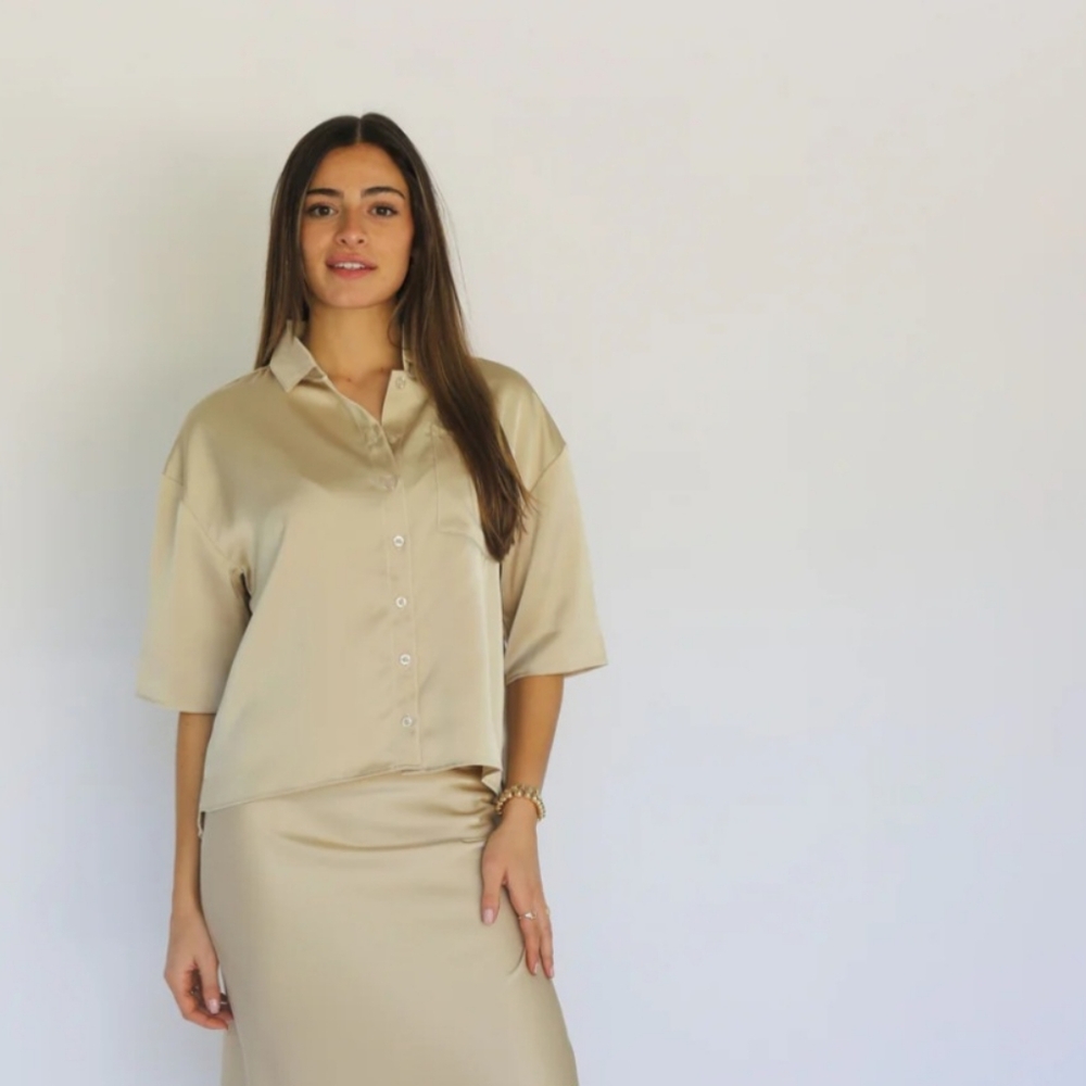 Beige Satin Blouse